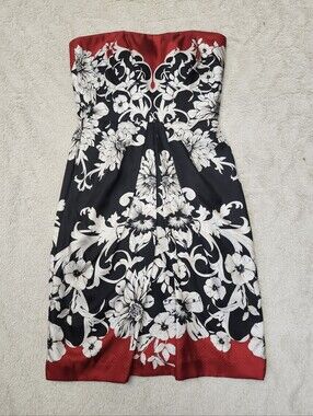 • White House Black Market Women's Strapless Floral A-Line Dress Size 00 Multi.
